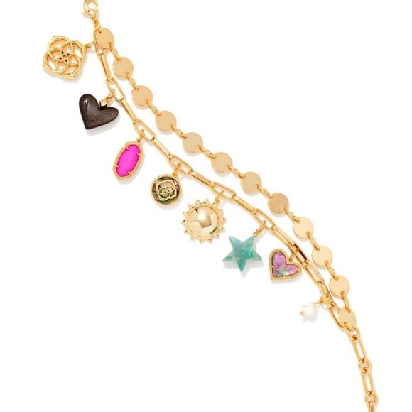 Kendra Scott Frankie Gold Charm Bracelet In Multi Mix - Picture 4 of 7
